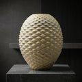 White and Gold Ceramic Flower Vase (Hobnail) By Zodiya