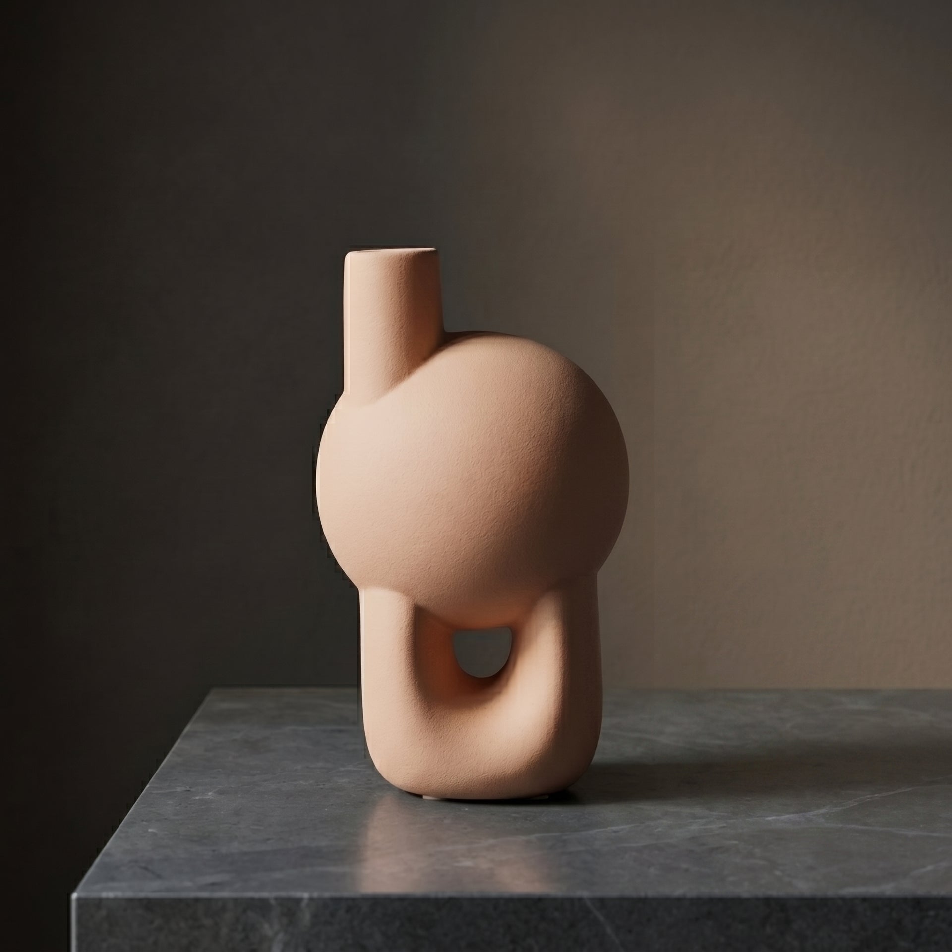 Matte Terracotta Pink Flower Vase by Zodiya