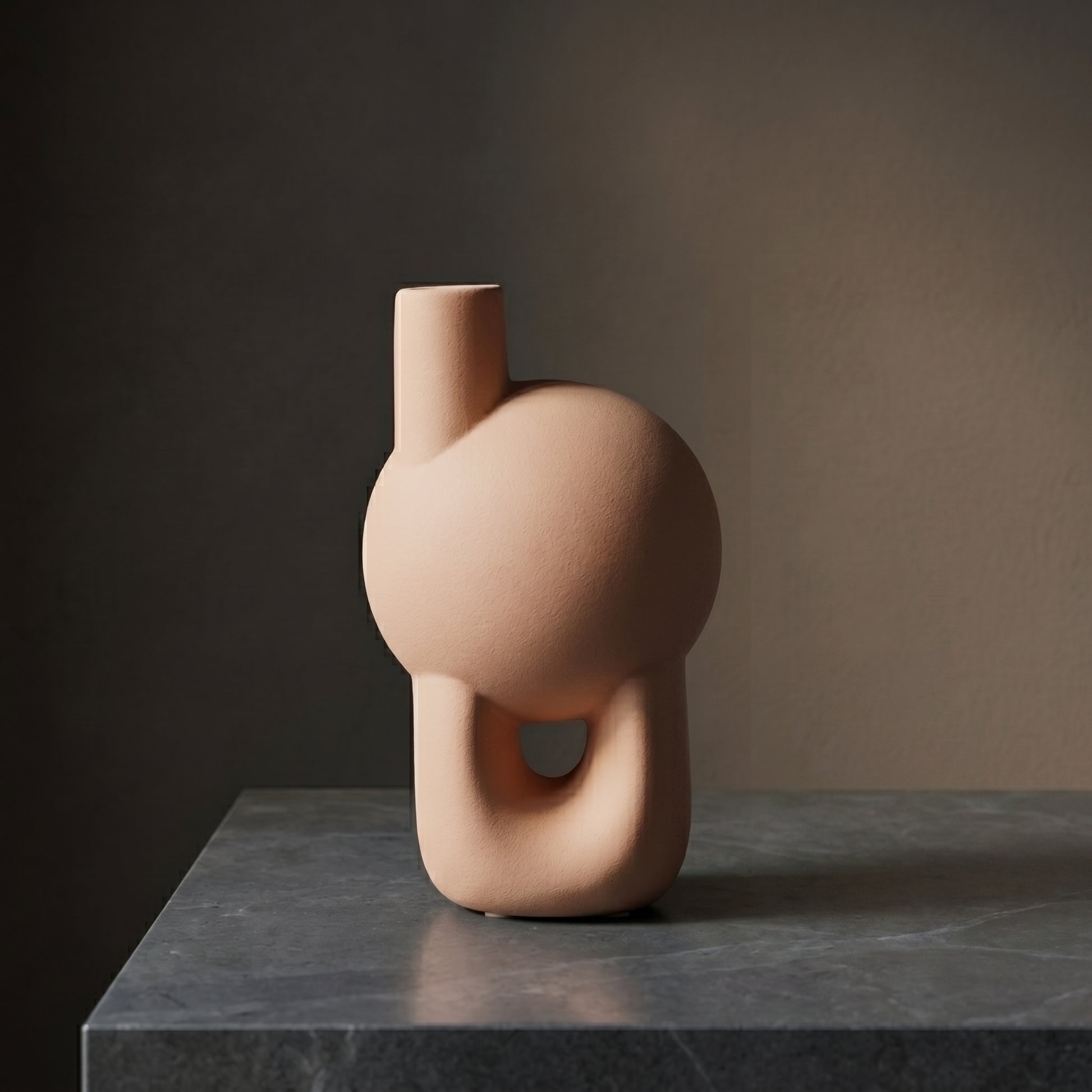 Matte Terracotta Pink Flower Vase by Zodiya-1