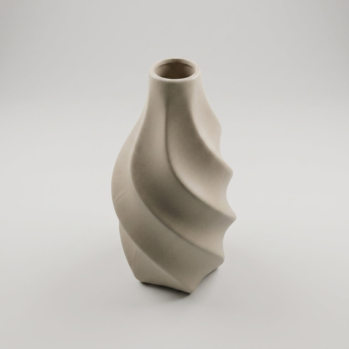 Beige Spiral Ceramic Flower Vase By Zodiya