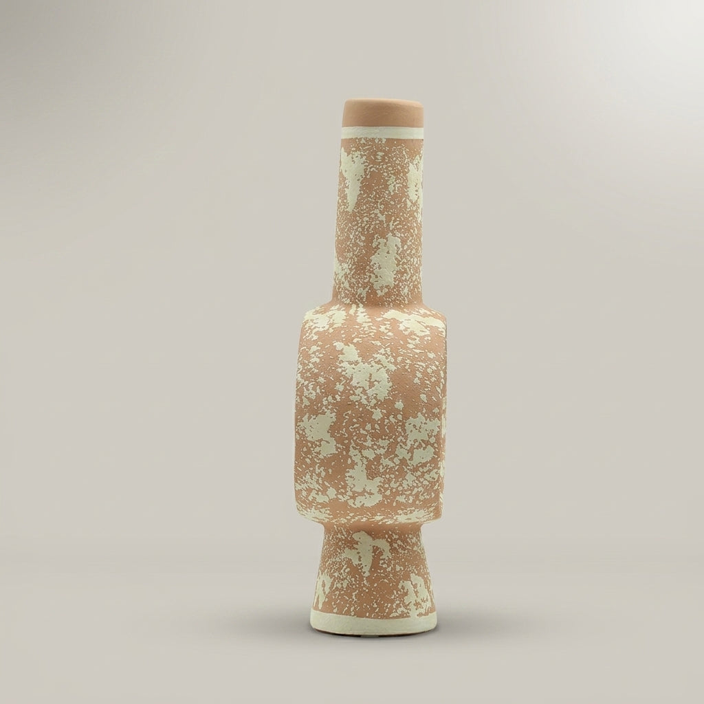 Terracotta and White Ring Ceramic Flower Vase By Zodiya