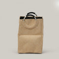 Brown Linen Laundry Bag with Ring Handles By Zodiya