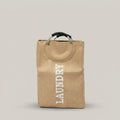 Brown Linen Laundry Bag with Ring Handles By Zodiya