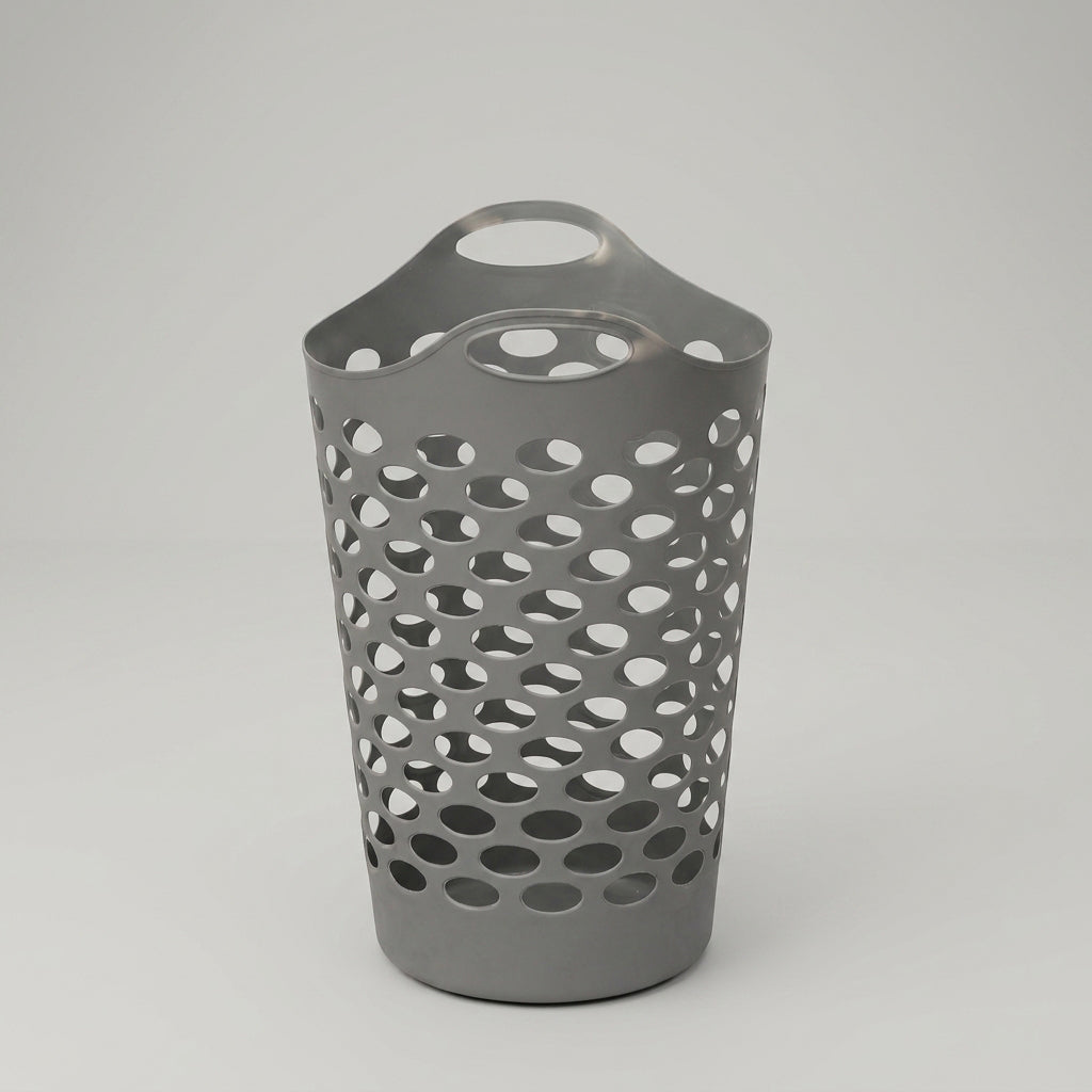 Grey Plastic Large Laundry Basket by Zodiya