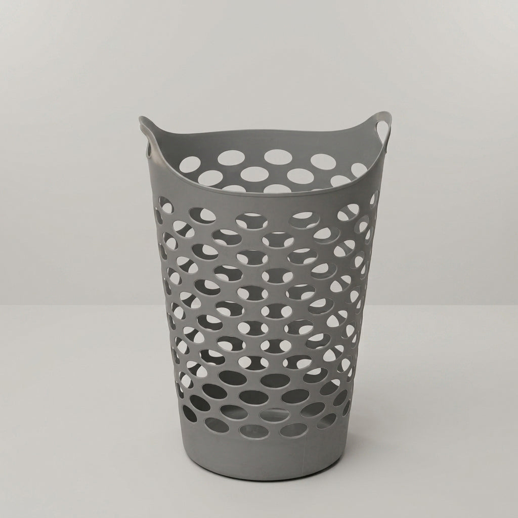 Grey Plastic Large Laundry Basket by Zodiya