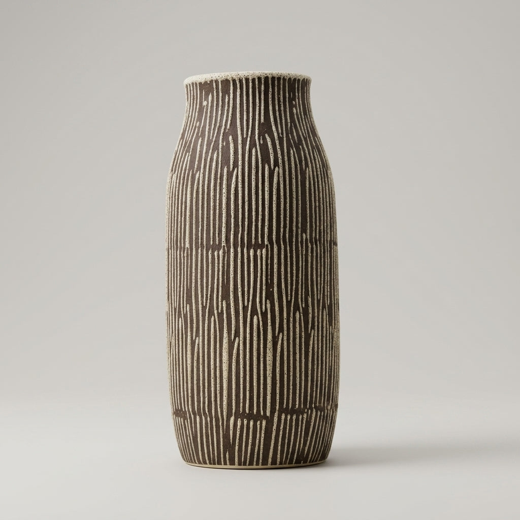 Black Ceramic Flower Vase (Cylindrical, large) By Zodiya