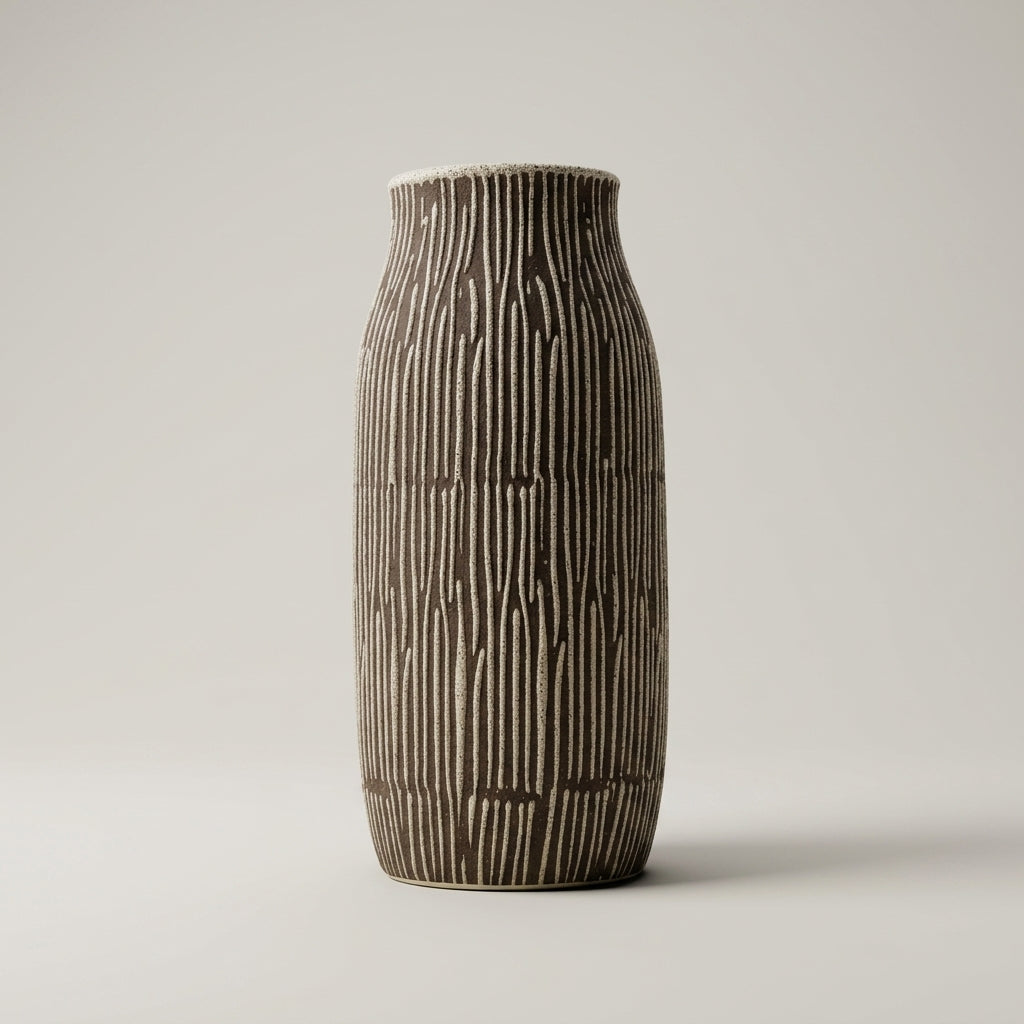 Black Ceramic Flower Vase (Cylindrical, large) By Zodiya