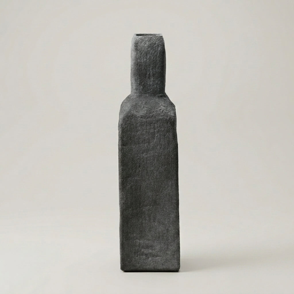 Black Stone Ceramic Flower Vase By Zodiya