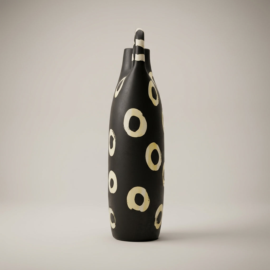 Black and White Dot Ceramic Flower Vase By Zodiya