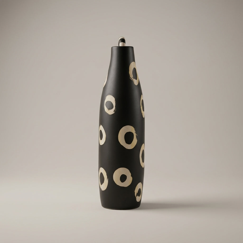Black and White Dot Ceramic Flower Vase By Zodiya
