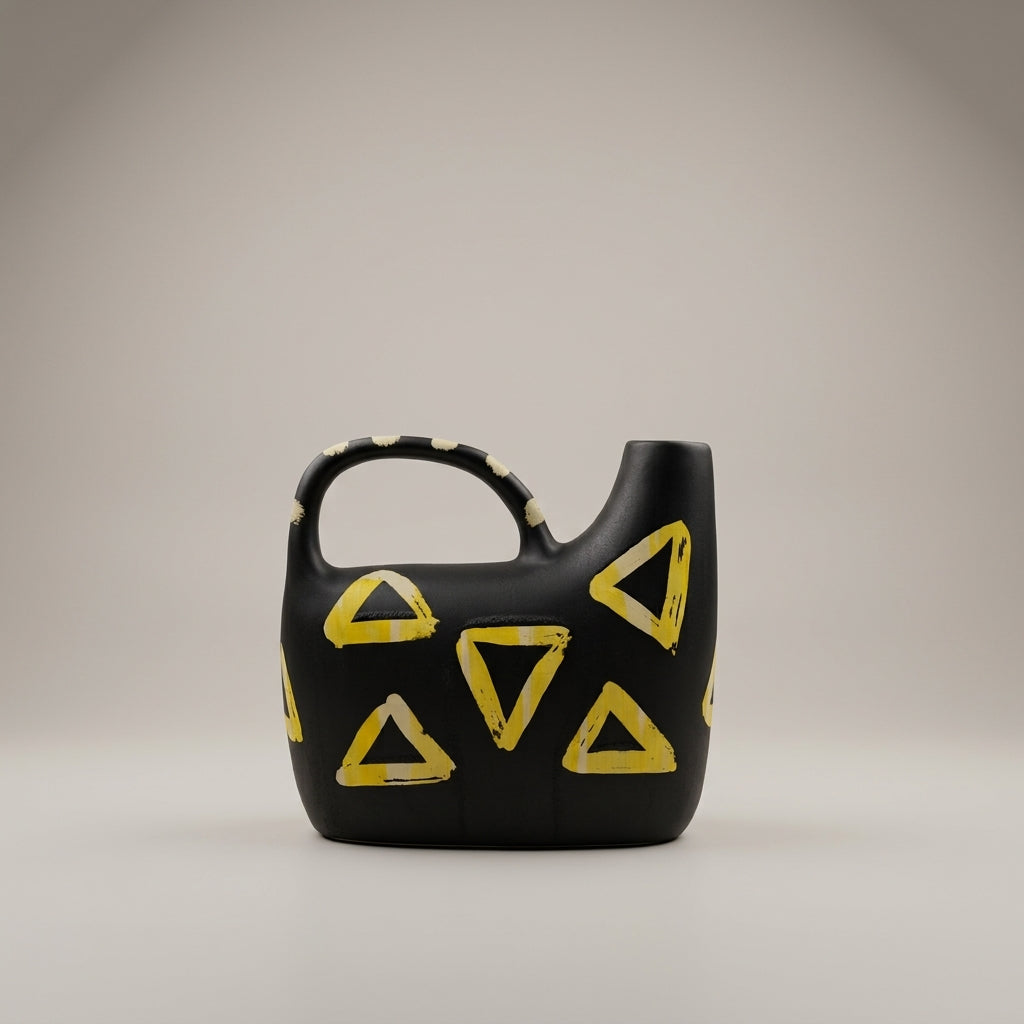 Black and Yellow Ceramic Flower Vase (small) By Zodiya