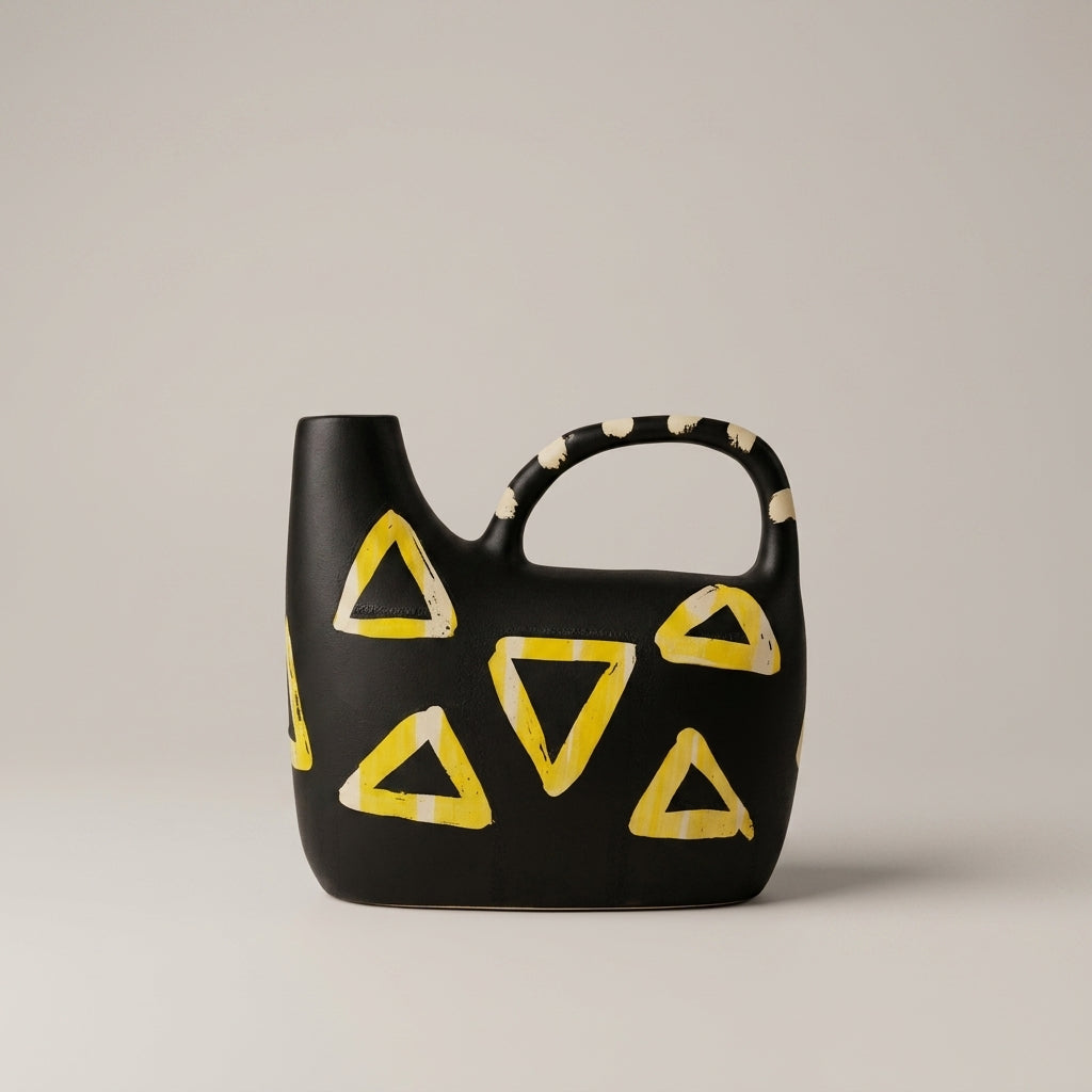 Black and Yellow Ceramic Flower Vase (small) By Zodiya