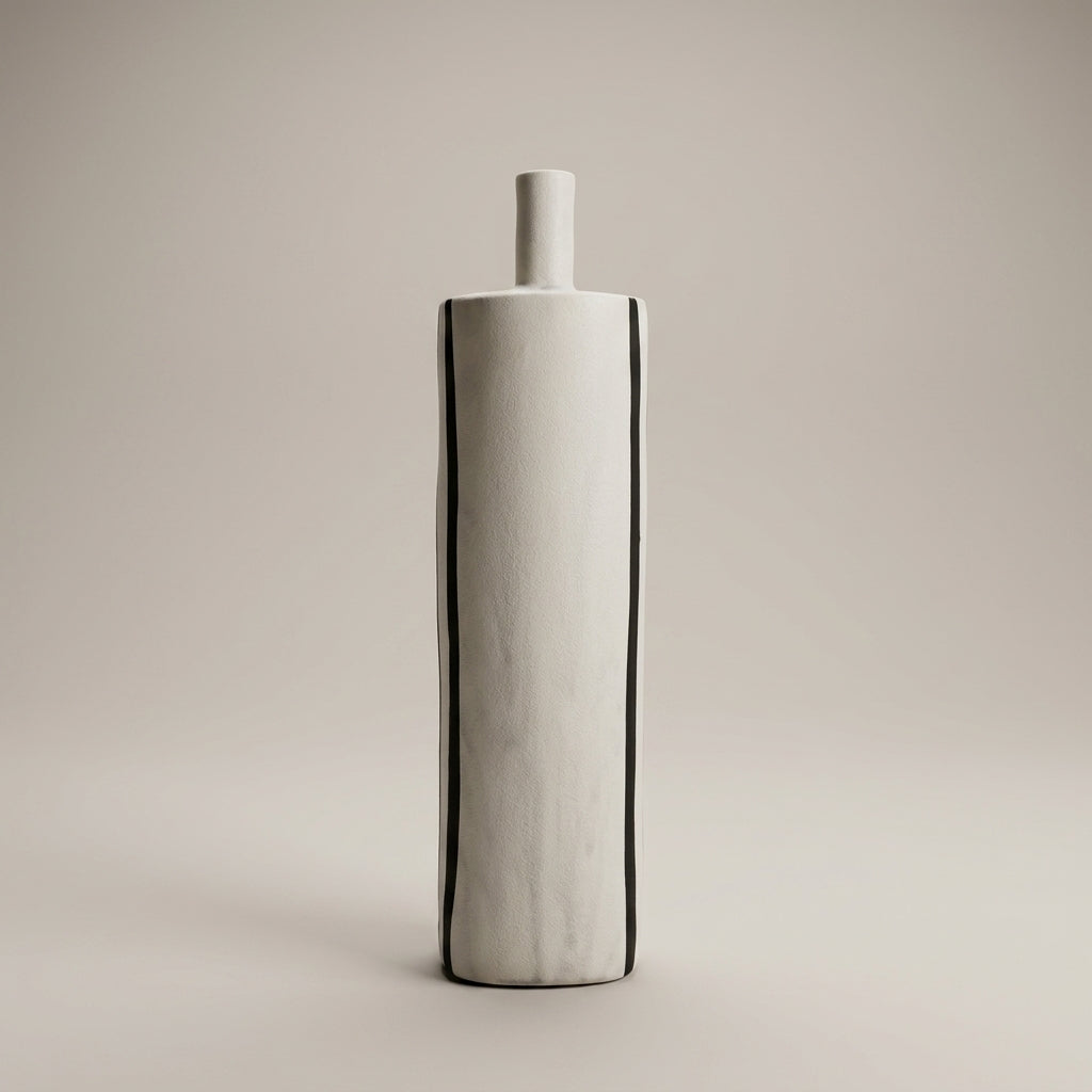 Yellow Striped Ceramic Flower Vase By Zodiya