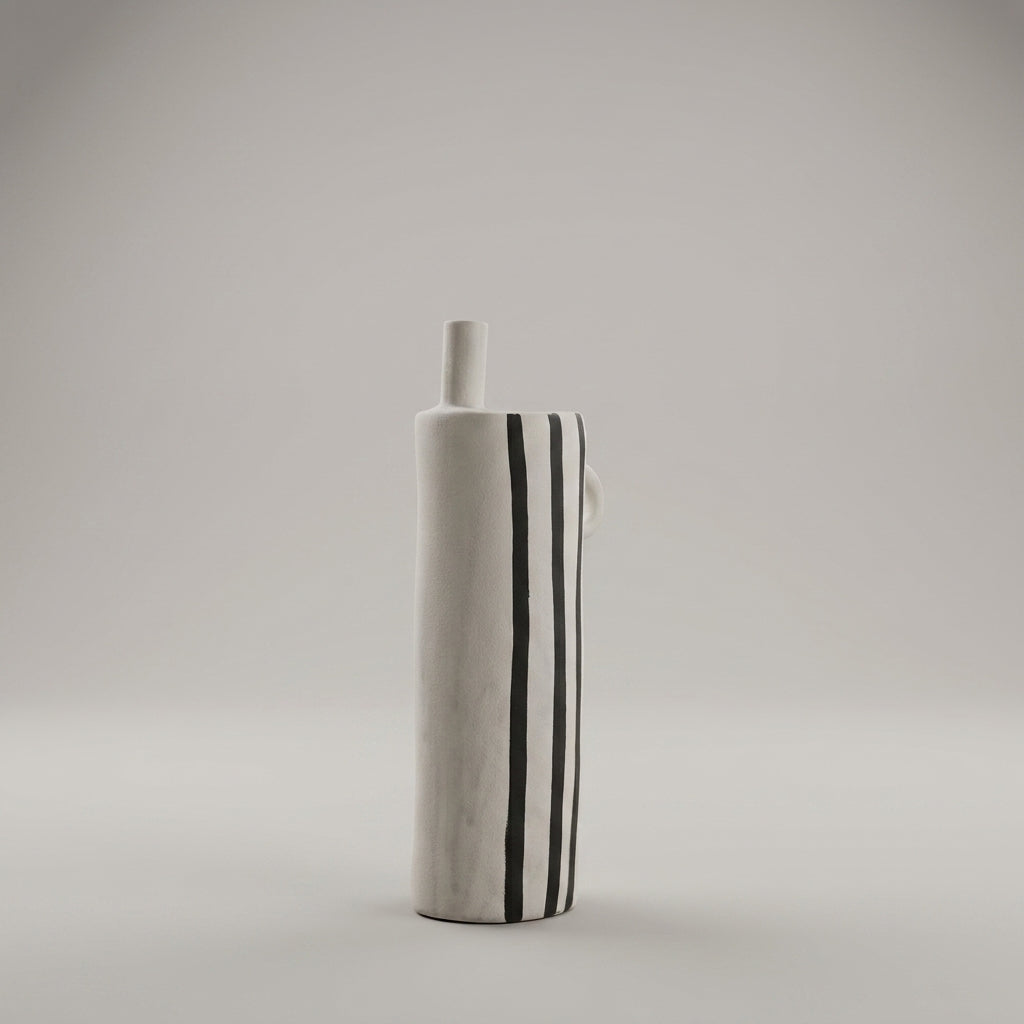 Yellow Striped Ceramic Flower Vase By Zodiya