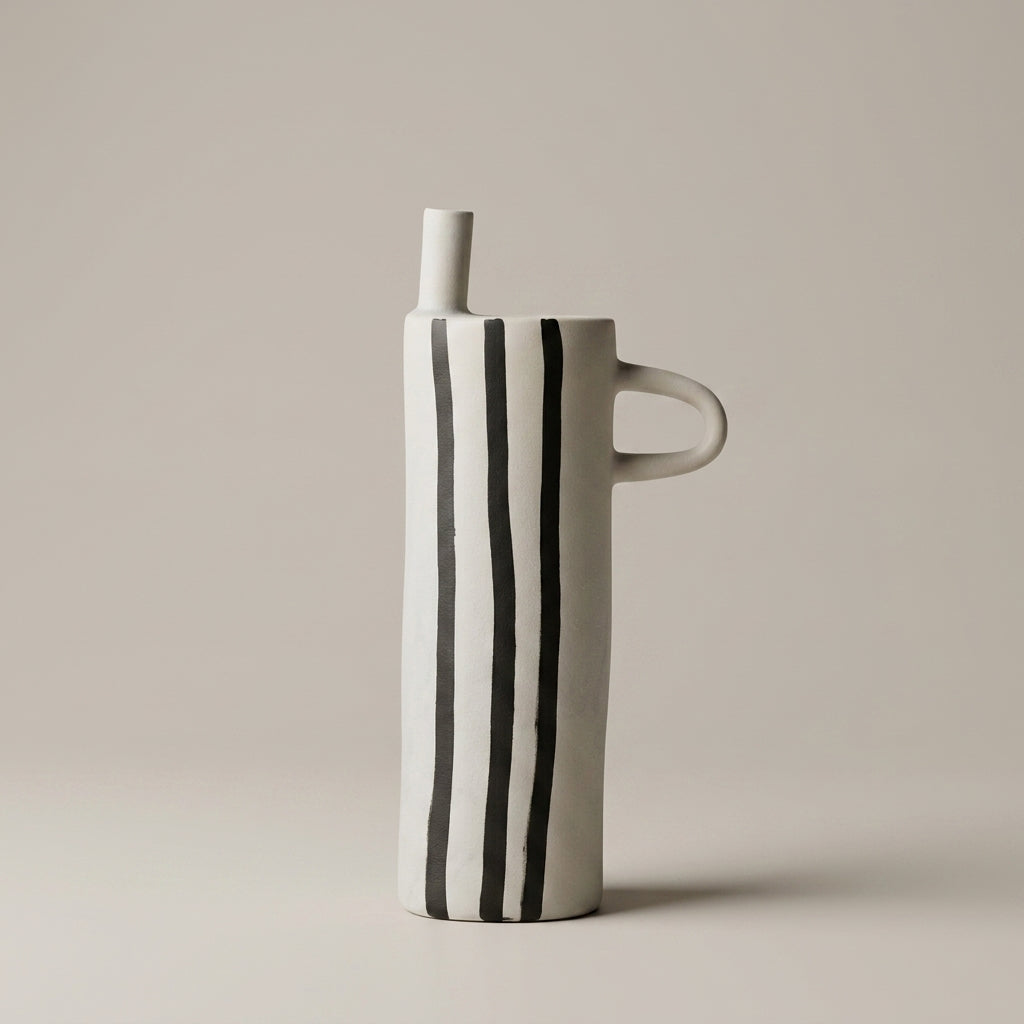Yellow Striped Ceramic Flower Vase By Zodiya
