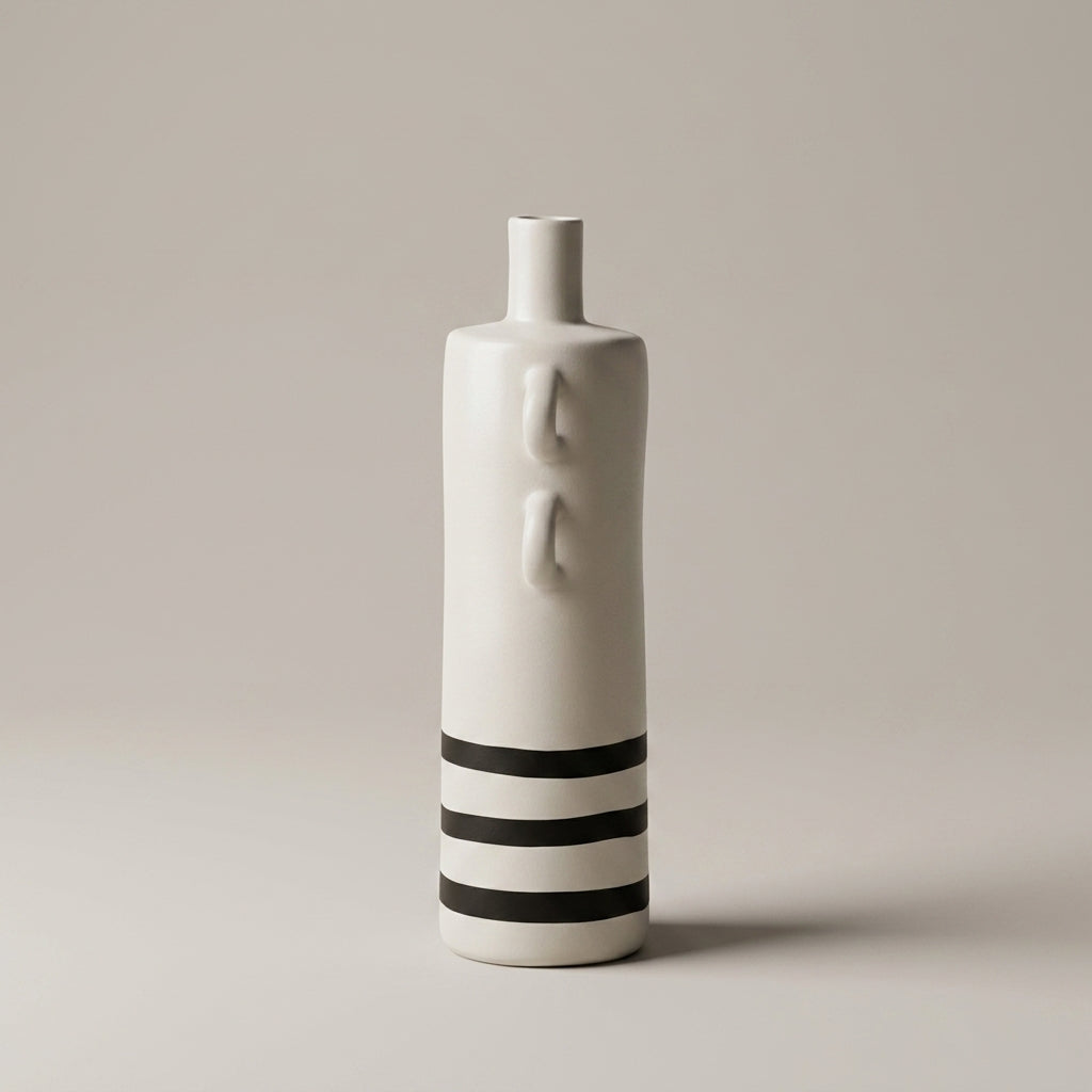 Black Stone Ceramic Flower Vase (large) By Zodiya
