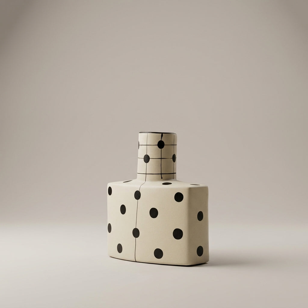 Black Dotted Ceramic Flower Vase By Zodiya
