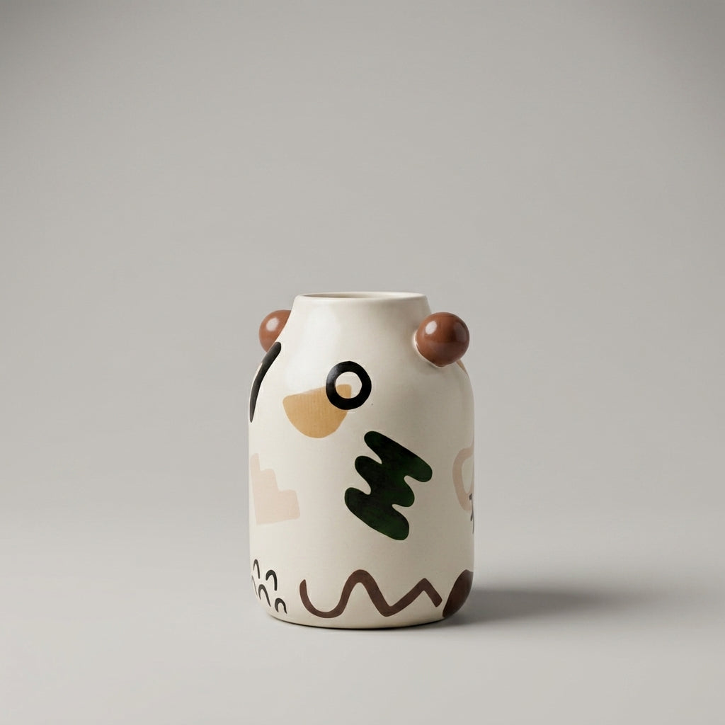 White Painted Ceramic Flower Vase (small) By Zodiya