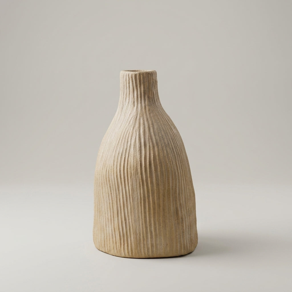Beige Stripped Ceramic Flower Vase(small) By Zodiya