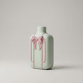 Small Ceramic Vase with Pink Ribbon Design by Zodiya