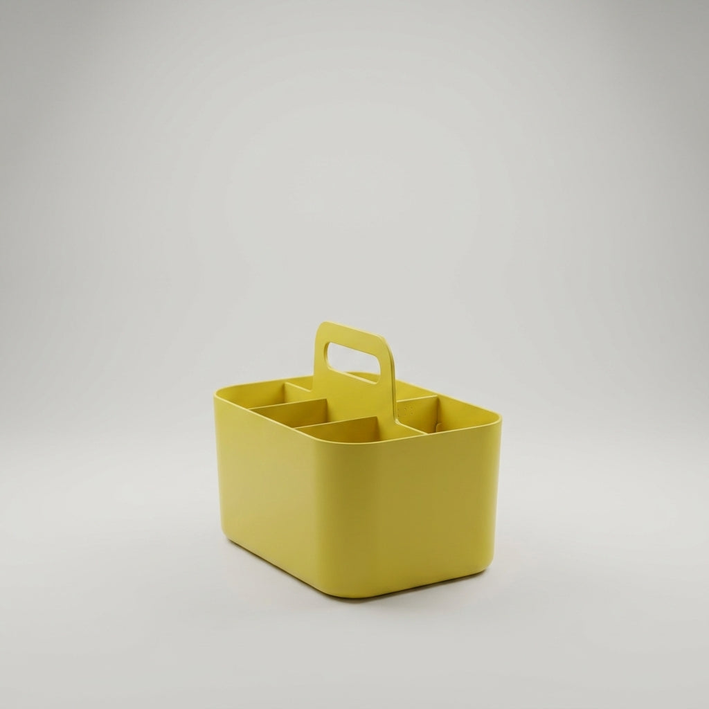 Yellow 4 compartments Multi organizer with handle By Zodiya