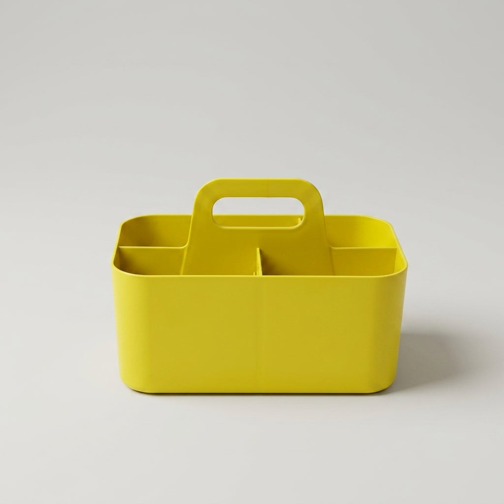 Yellow 4 compartments Multi organizer with handle By Zodiya