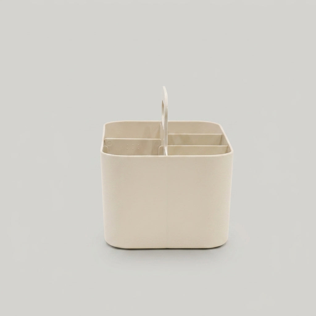 Cream 4 compartments Multi organizer with handle By Zodiya