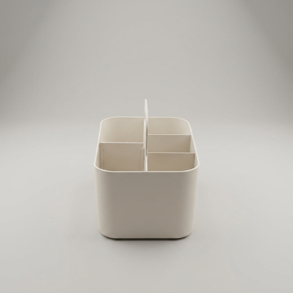 Cream 4 compartments Multi organizer with handle By Zodiya