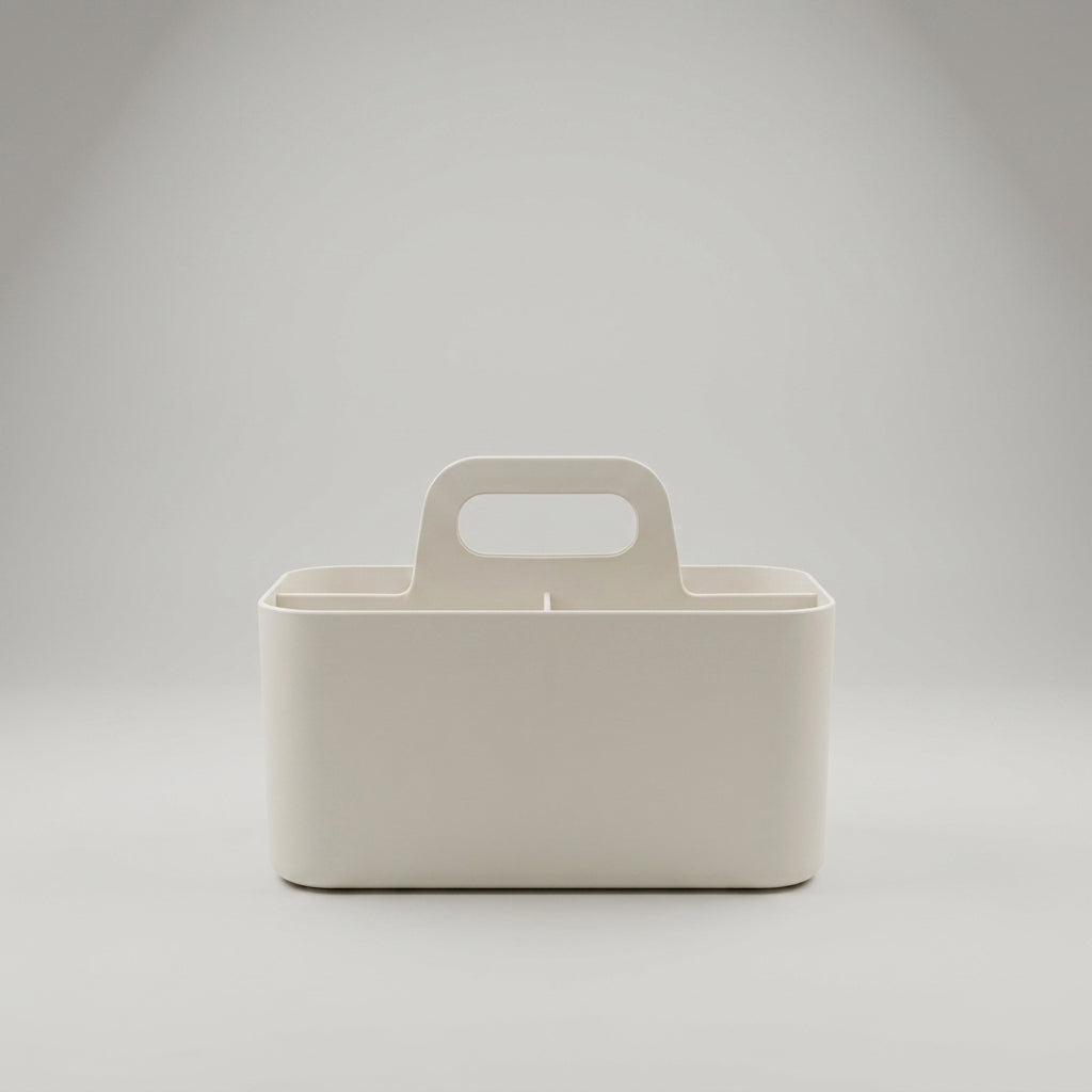 Cream 4 compartments Multi organizer with handle By Zodiya