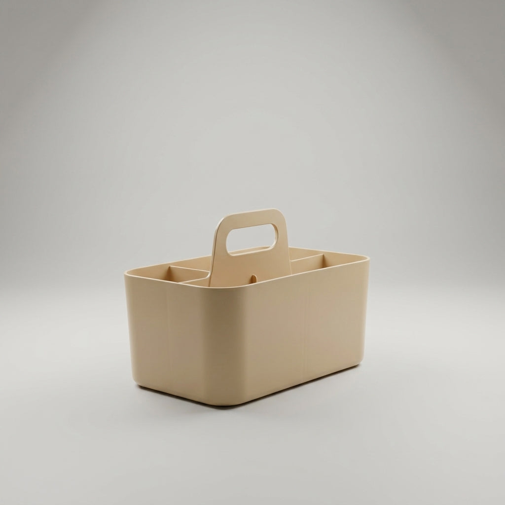 Beige 4 compartments Multi organizer with handle By Zodiya-5
