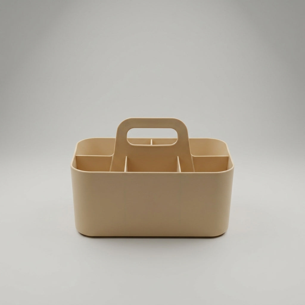 Beige 4 compartments Multi organizer with handle By Zodiya-7