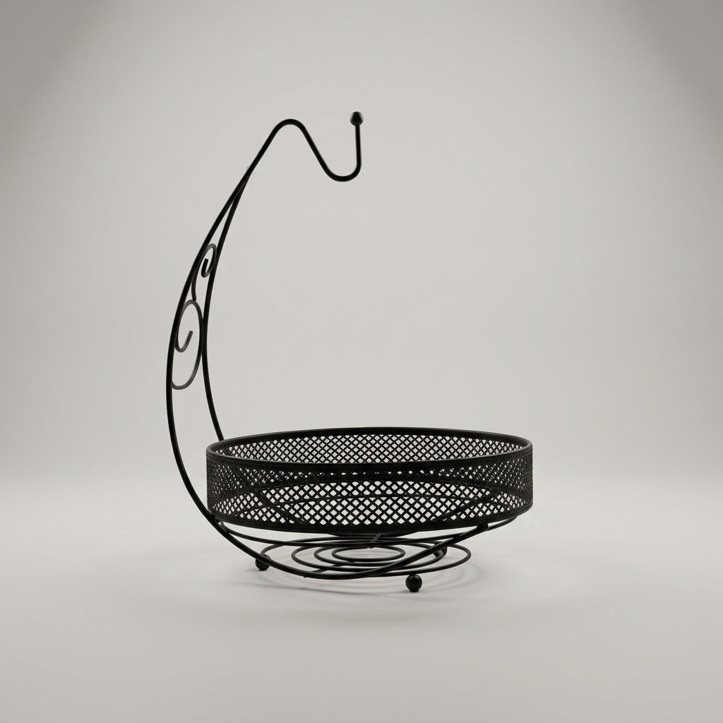 Black Metal Fruit Basket with Hanger By Zodiya