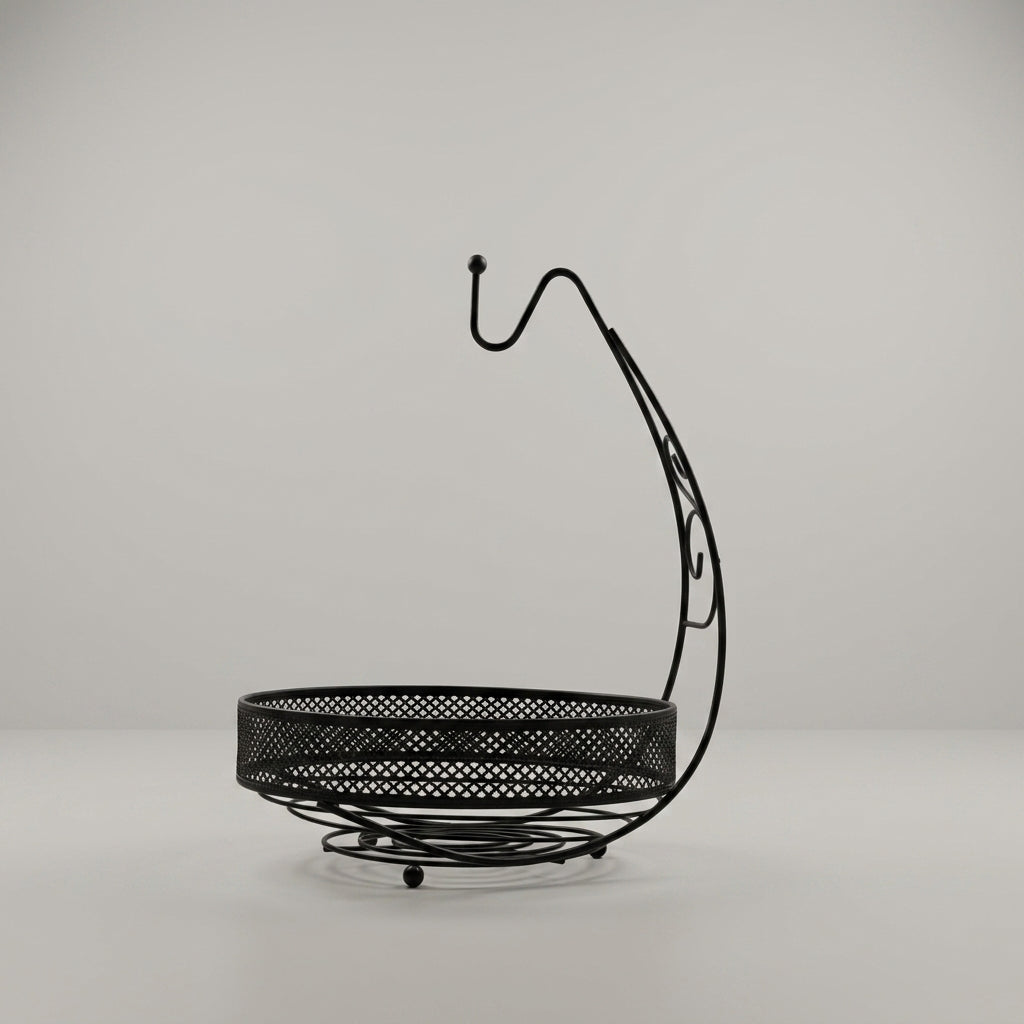 Black Metal Fruit Basket with Hanger By Zodiya