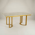 Green Marble 6 Seater Dining Table with Gold Metal Legs by Zodiya