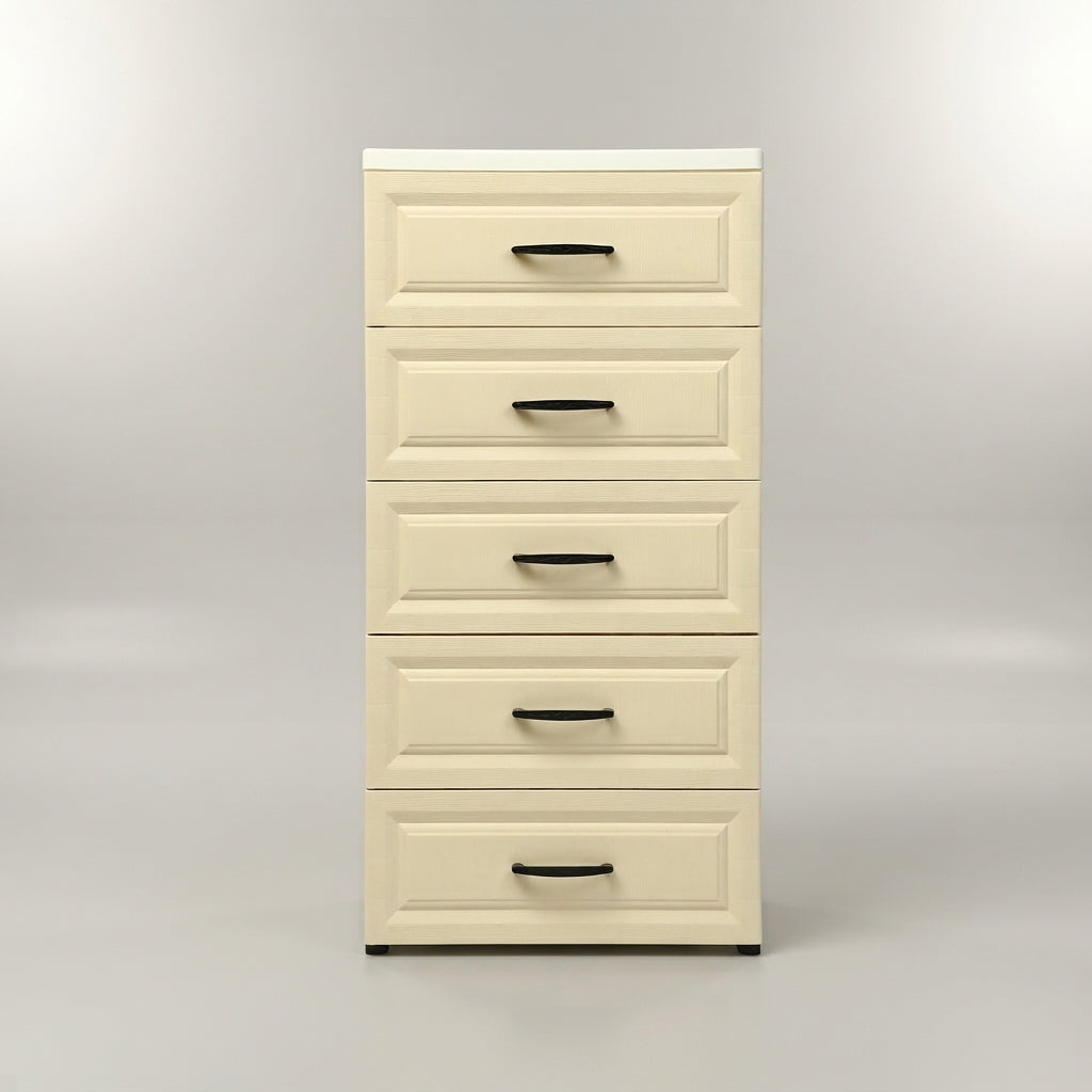 Cream 5 Drawer Plastic Storage Cabinet by Zodiya