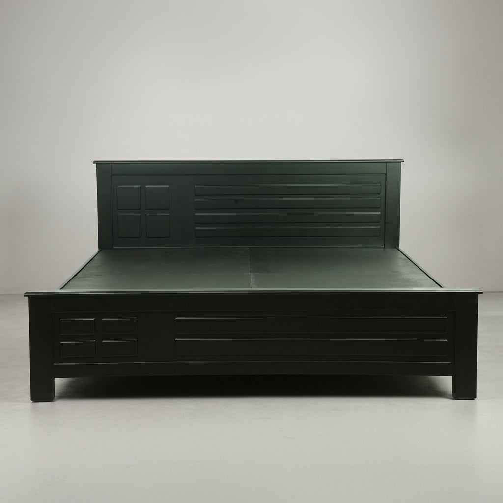 Black Engineered Wood King Size Bed by Zodiya-3