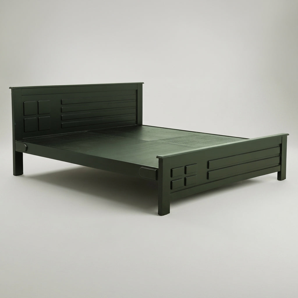 Black Engineered Wood King Size Bed by Zodiya