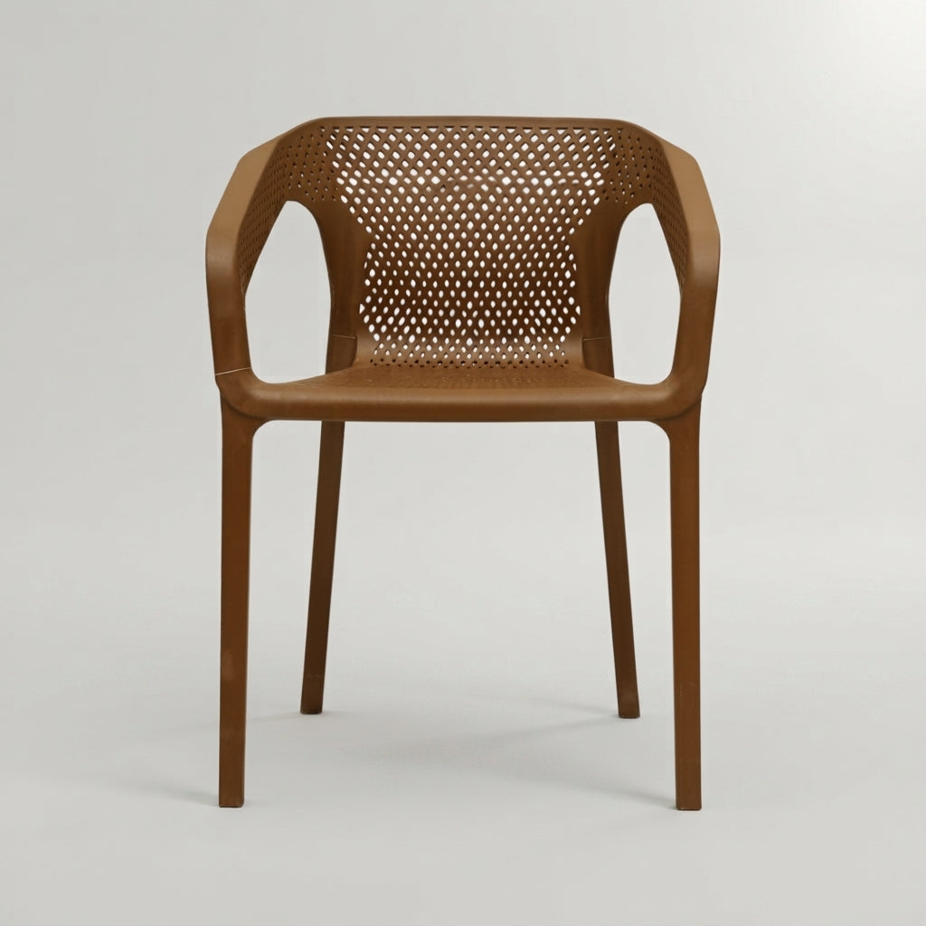 Cube Brown Plastic Outdoor Dining Arm Chair by Zodiya