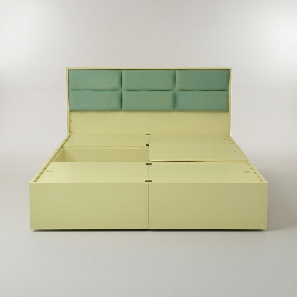 MAKWA Green Engineered Wood Queen Size Bed with Storage by Zodiya