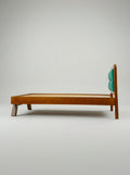 Timberlux Queen size Bed with Green Cushion Headboard By Zodiya