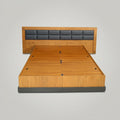 Enora Wooden King Bed with Storage & Leather Headboard by Zodiya