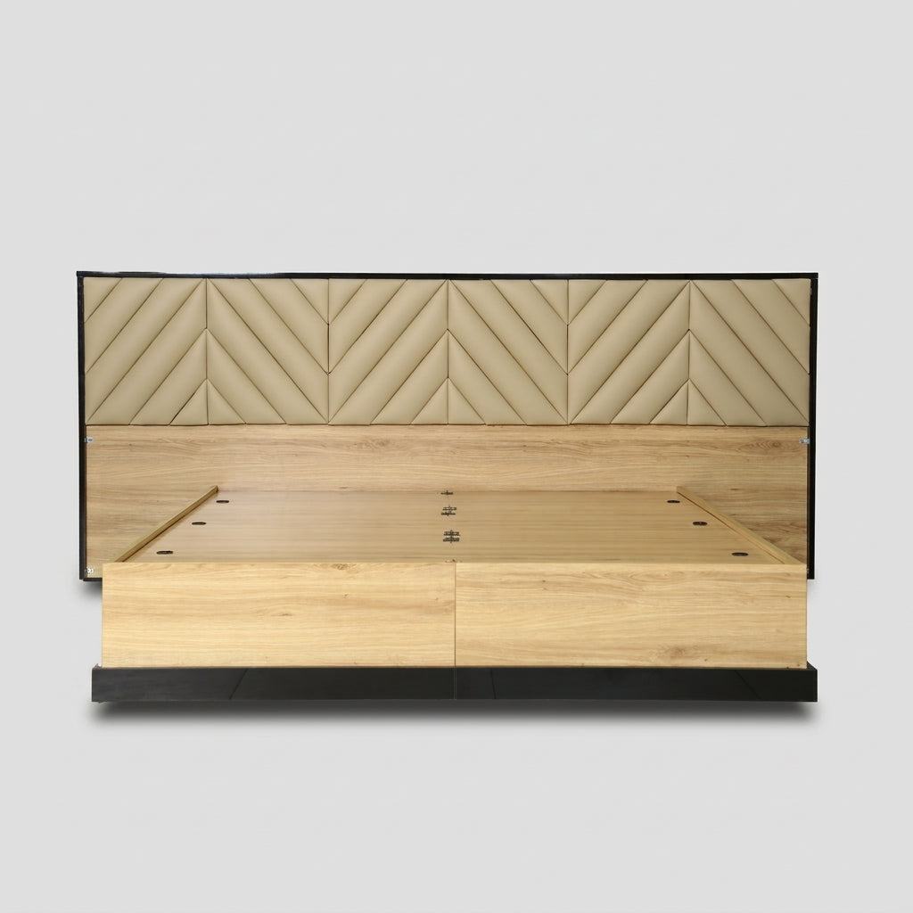 Zayn Engineered Wood Queen Bed with Storage and Side Table by Zodiya-4