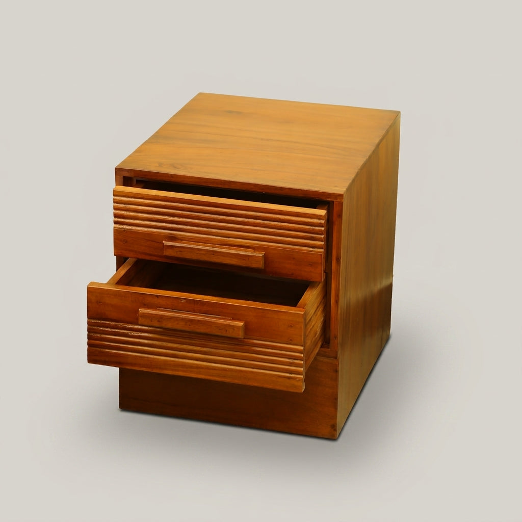 Wooden Bedside with Drawers by Zodiya | Nightstand-4