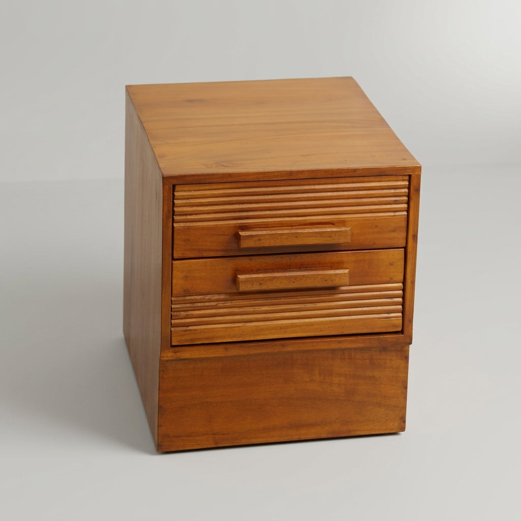 Wooden Bedside with Drawers by Zodiya | Nightstand-5