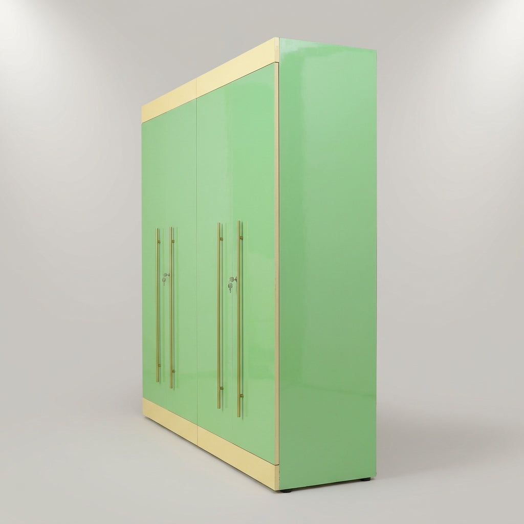 Lormier Engineered Wood Green 4 Door Wardrobe By Zodiya-5