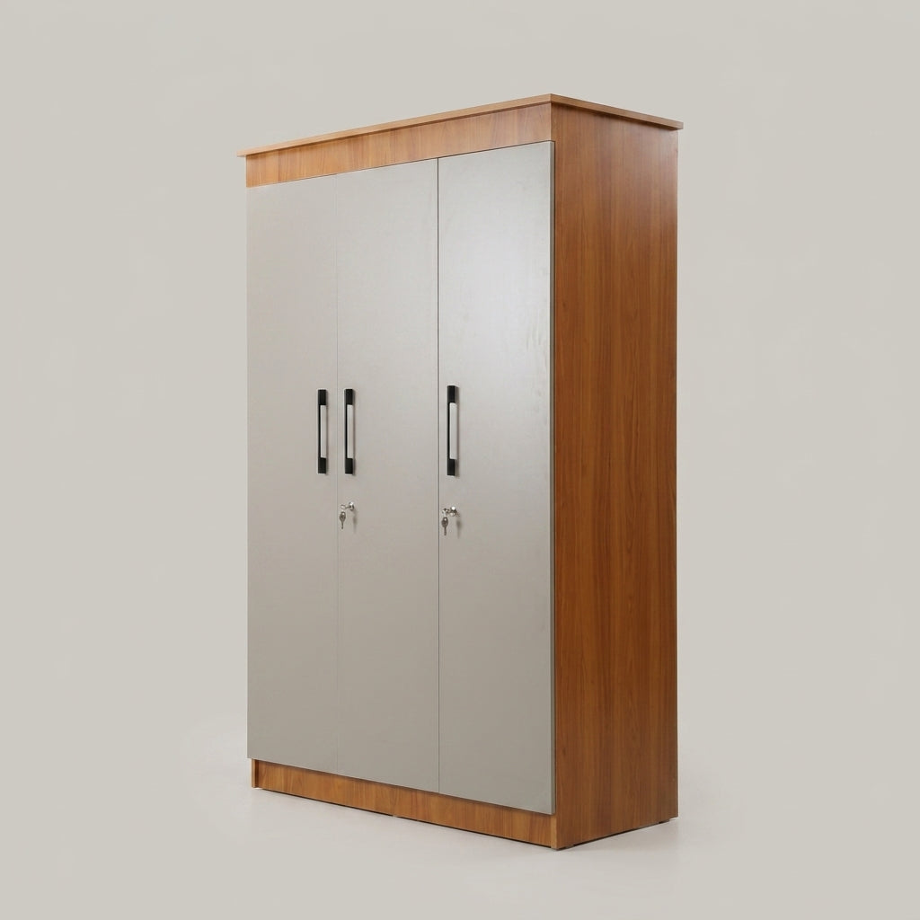 Regalia Grey Engineered Wood 3 Door Wardrobe By Zodiya-4