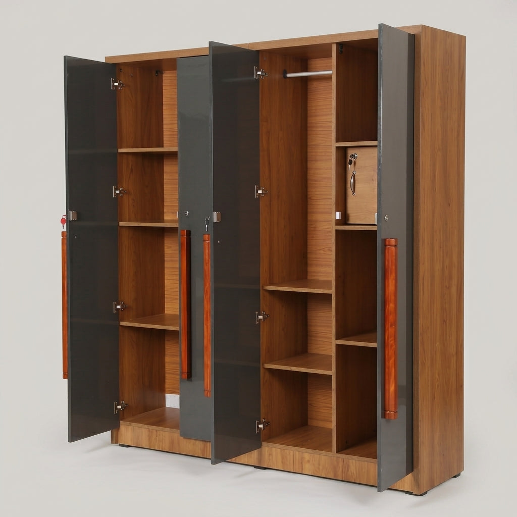 Enora Grey Wooden 4 Door Wardrobe By Zodiya-4