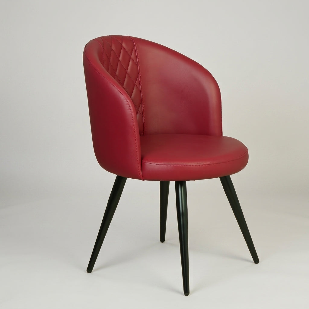 Crimson Red Leather Dining Arm Chair by Zodiya