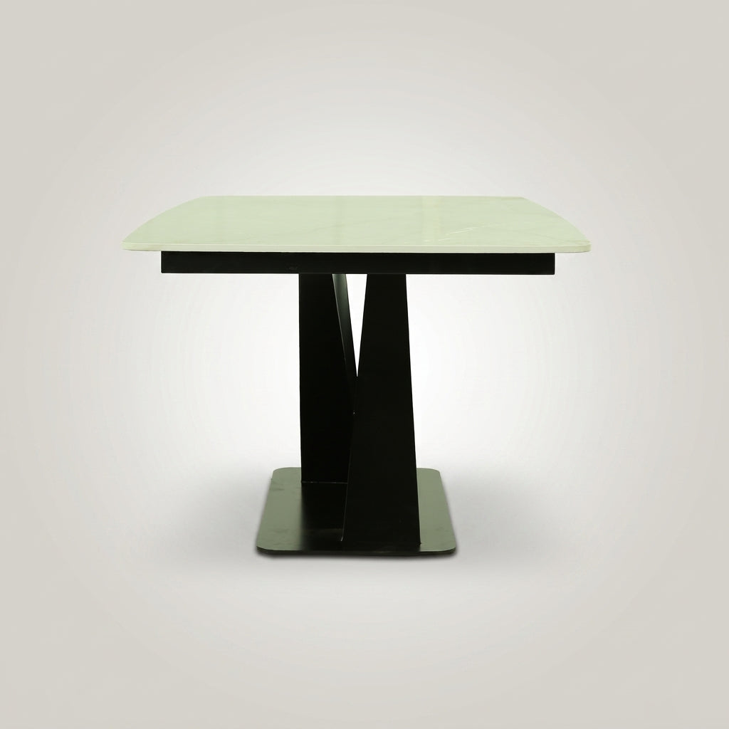 Rectangular Marble Dining Table with Black X-Base by Zodiya