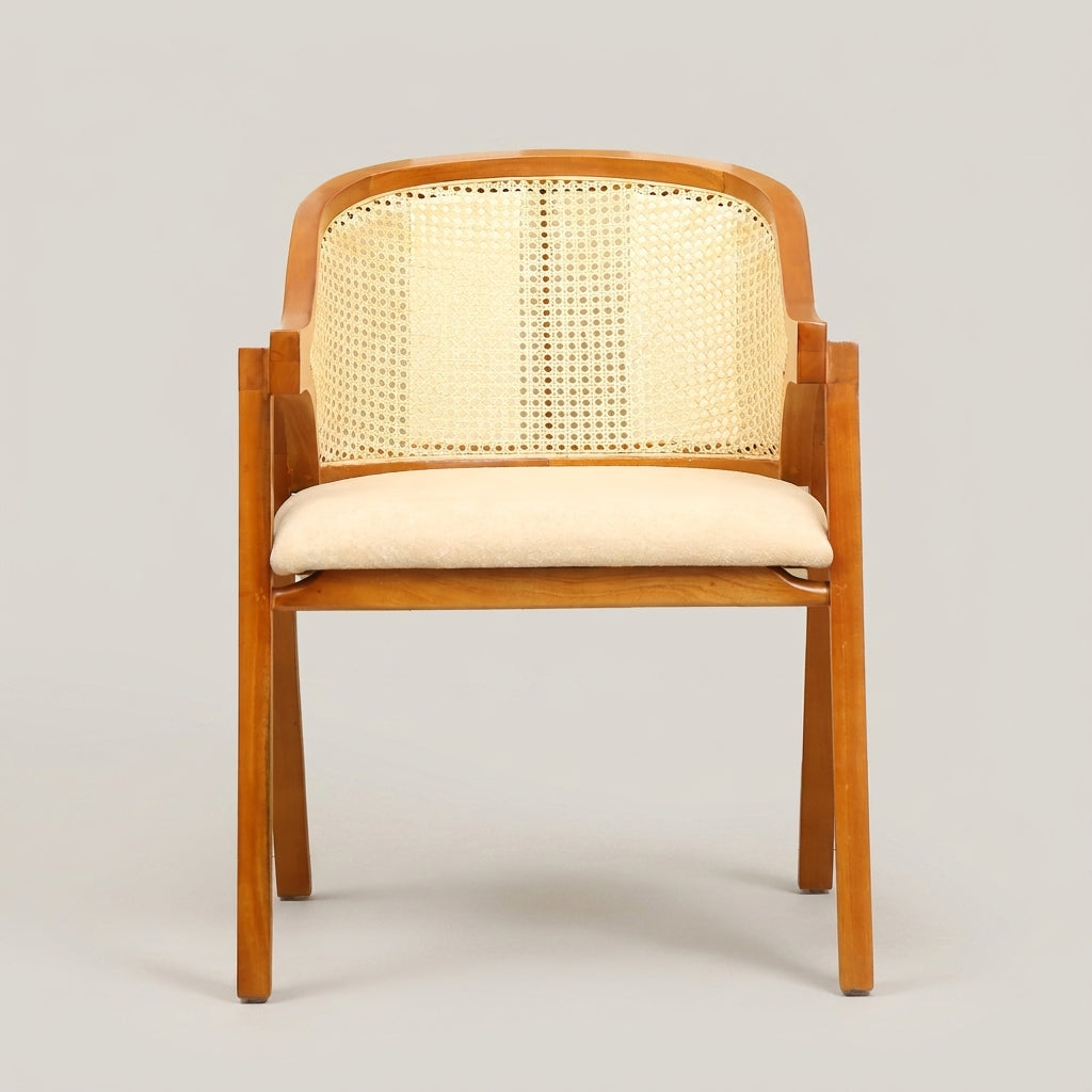 Aura Wooden Arm Chair with Rattan Cane By Zodiya
